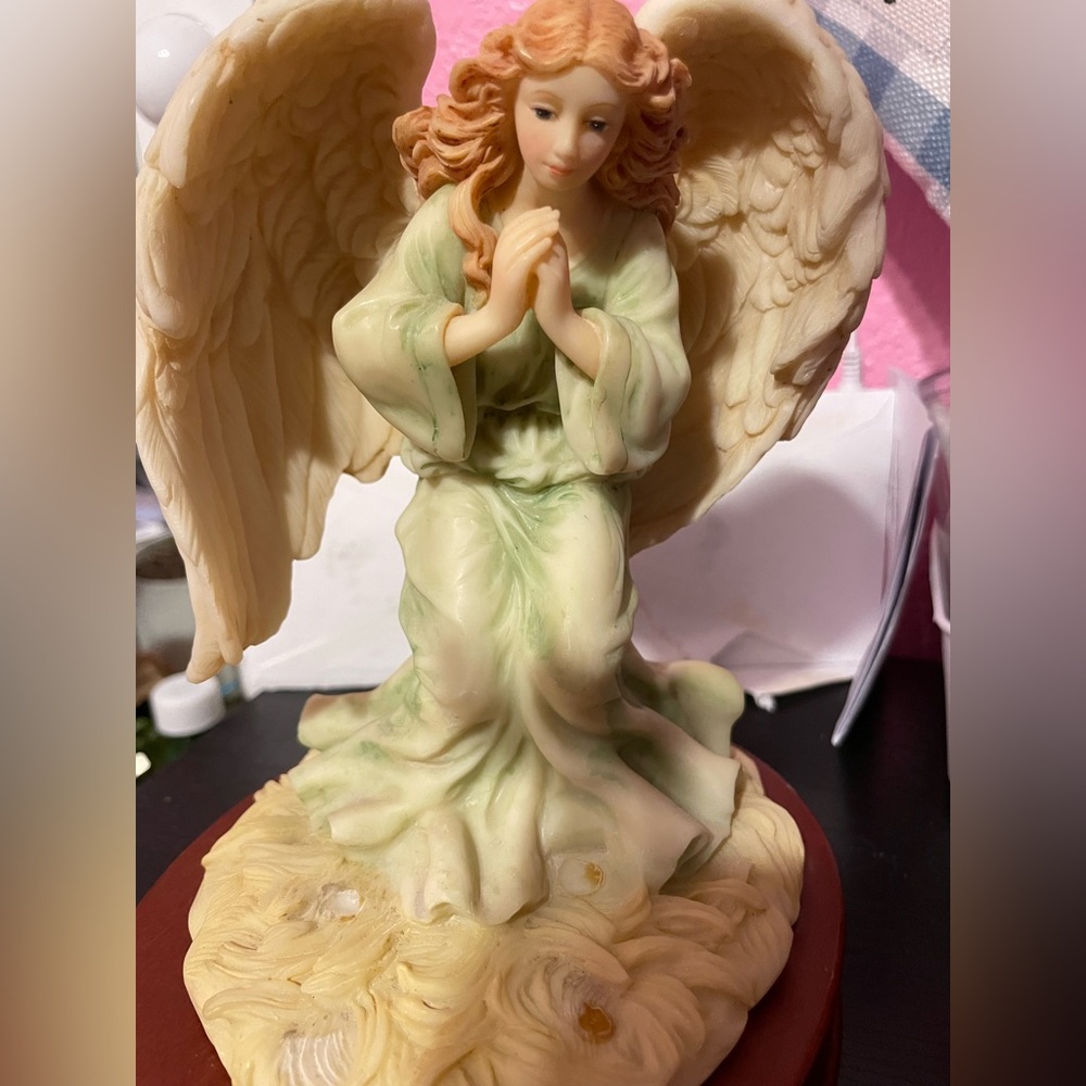 Seraphim classics Elegant Angel Ceramic Figurine in Cream and Green